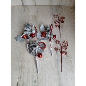 Floral reindeer ball leaf pick glitter Xmas set decor bead